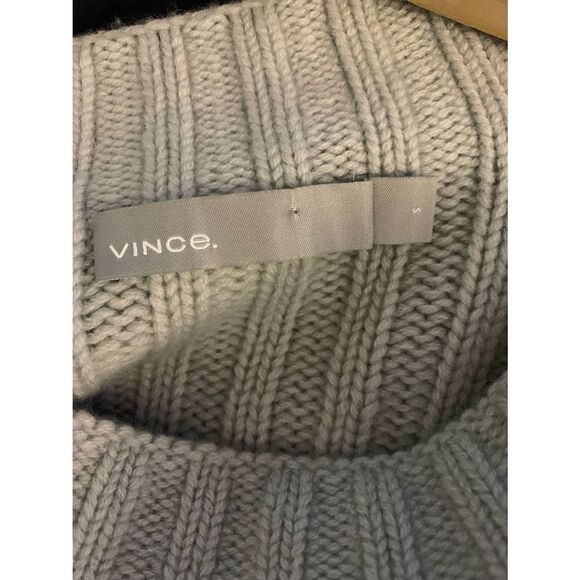 Vince Raglan Ribbed Wool & Cashmere Crew Light Heather Grey Sweater - Picture 7 of 12